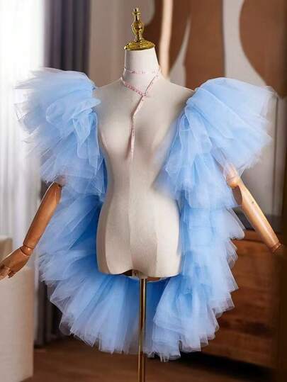 Multi-Color Bride Chiffon Wrap, Formal Dress Accessory For Host, Performer, Photography Fall Clothes For Women