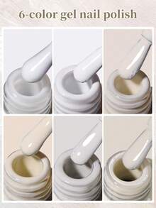 XEIJAYI 6支装15ml月光白系列凝胶指甲油套装，流行色凝胶指甲油套装，可卸UV/LED凝胶指甲油，适合家庭美甲沙龙，春夏美甲DIY