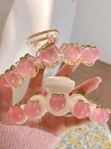 1pc Women's Transparent Pink Peach Cute Cartoon Hairclip, Suitable For Everyday Use Hair Claws Claw Clips Hair Clips Hair Jaw Clip Hair Clamps Hair Clutch Hair Catcher Clip