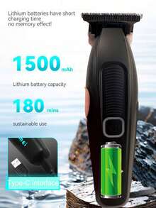 Kemei KM-1747 专业T型刀片毛发修剪器 0mm 零间隙雕刻剪 造型理发剪 Type-C 电动理发器 男士礼品设计 - 黑色 - 查看 4