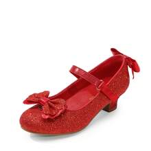 Girls Dress Shoes Toddler Little Girls Heels Mary Jane Princess Shoes With Interchangeable Bow For Flower Girl Wedding Party - 紅色 - 查看 4