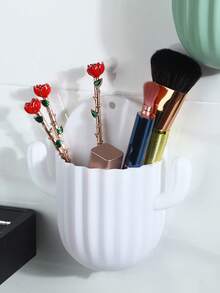 仙人掌形壁挂式收纳架，用于存放牙刷、梳子和化妆刷 - 粘性、无痕、塑料、免打孔 仙人掌壁挂式收纳盒 手机支架 牙刷 梳子 化妆刷 遥控器收纳筒 卫生、节省空间的浴室必需品 家居浴室装饰 浴室配件 浴室收纳盒 秋季装饰 返校季 - 彩色 - 查看 11