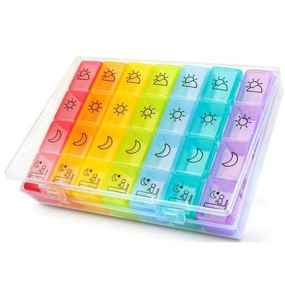 1pc 28-Slot 7-Day Pill Organizer, Plastic Portable Travel Medicine Box, Odorless Mini Jewelry Box, Flip-Top Design For Daily Medication Management