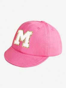 1 Pc Customizable 26 Letter Children's Solid Color Baseball Cap, Fashionable Casual Soft Brim Hat, Suitable For 1-3 Years Old Baby Girls Daily Outings, Vacation, Sun Protection - Rose Pink - View 22