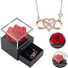 Love Number 8 Exquisite And Beautiful Pendant Necklace, Paired With A Red Soap Eternal Rose Gift Box, Suitable For Mother's Day, Thanksgiving, Anniversaries, Birthdays, Graduation Seasons To Give To Mothers, Wives, Girlfriends, Girlfriends, Oneself, Classmates As Gifts, The Best Gift For Her On A Beautiful Day