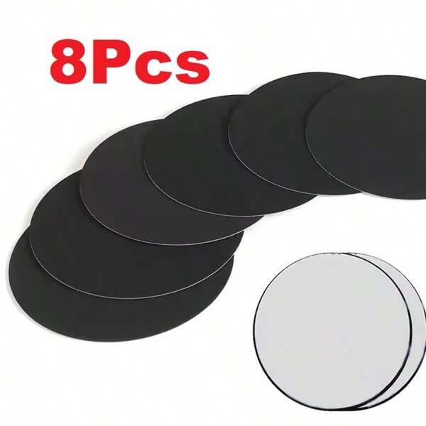 8Pcs Car Phone Holder Metal Plate Magnetic Holder Round Square Sticker Iron Sheet For Mobile Tablet Magnet Disk Desk Car Stand