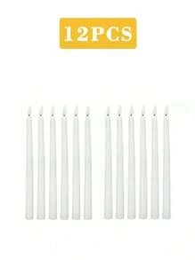 Set de 6 piezas/12 piezas Velas de cono sin llama con efecto parpadeante con/sin control remoto y temporizador, Velas de té a pilas, Velas falsas duraderas como regalo, Velas falsas, Decoración del hogar, Decoración de bodas, Velas LED, Fiesta, Luces de vela de cera falsa para graduación, vuelta al cole, Halloween, Navidad, Día de la Madre, Fiesta de cumpleaños, Día de San Valentín