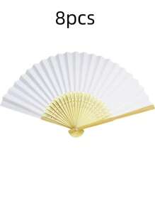 1pc/8pcs/ Folding Paper Fan Portable Decorative Wedding Hand Fan, Suitable For Weddings, Parties, Gifts And Other Fashion Items Summer Cooling,Beach,Travel