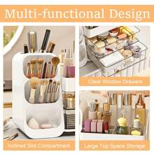 Makeup Organizer With Drawers, Combination Large Capacity Countertop Organizer For Vanity, Bathroom And Bedroom Desk Cosmetics Organizer, Easy To Storage Skincare, Brushes, Eyeshadow, Lotions, Lipstick Summer Travel, Vacation Home Bathroom Decor Holiday Back To School