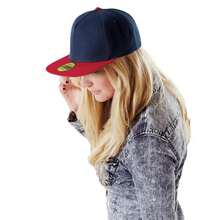 Beechfield Flat Peak Snapback Cap (French Navy/Classic Red) - Navy Blue - View 2