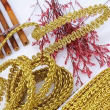 2M/5M/20M 1 cm goldene Spitzenborte gestrickt Band Schleife DIY Handwerk Bänder Stoffe Nahtband für Cosplay Kleidung Handwerk Zubehör