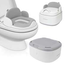 Bebamour Travel Potty For Toddlers, Foldable Toilet Seat For Children, Portable Potty Training, Car Potty With 32 Pieces Potty Liners, Handbag Carry Portty Outdoors, Gray