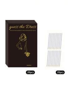 1set 20pcs Bridal Party Games - 20 The Dress Bridal Party Games For Guests - Black Gold Fashion Cute Wedding Decoration Party Supplies Game Creative Hot Stamping Black Card Bridal Shower The Dress Set Hand Painted Wedding Card Wishing Card With Pen Summer Birthday Gifts Beach Back To School School Supplies Room Decor
