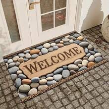 1 pieza Felpudo de entrada con diseño de piedra - Antideslizante, apto para interior/exterior, absorbente y resistente al agua, aplicable para dormitorio, baño, cocina, entrada - Decoración del hogar lavable