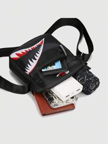 Men's Shoulder Bag INS Messenger Bag Crossbody Bags Polyester Cartoon Casual With Shark Graphic Side Bag Sling Bag Vacation School Holiday Sport Lightweight Gift Teenagers Freshmen Thanksgiving Purse Bag Tote Bag Bum Bag Belt Bag Rider Bag