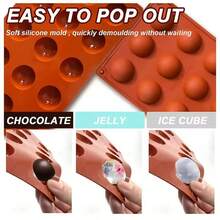 Small 15-Cavity Semi Sphere Silicone Molds Non-Stick Half Sphere Silicone Baking Molds For Making Jelly Chocolates Cake Mousse