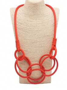 MARLIWOO 1pc Vintage Gothic Hollow Geometric Pendant Necklace, Punk Style Design For Women - Multicolor - View 6