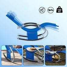 SoBuy Set Of 2 Sun Lounger Garden Chair Recliner With Cushioned Pillow & Side Pocket Garden Rocking Chair With Steel Frame 150kg Capacity Outdoor Garden Furniture For Patio Poolside OGS28x2 - Royal Blue - View 7