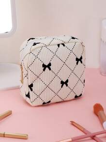 1/2 piezas Bolsa de maquillaje cuadrada de pana, para mujer y hombre, bolsa de aseo plana, organizador de maquillaje, bolsa de cosméticos de viaje