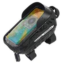 Bolsa de cuadro frontal de bicicleta EVA, bolsa de bicicleta con pantalla táctil, funda impermeable para teléfono MTB, accesorios de bicicleta PU, compatible con teléfonos de 7 pulgadas - Negro - Ver 3