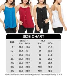Summer Tank Tops Women Cami With Built In Bra Cup Casual Flowy Swing Pleated Plus Size Camisoles Vest Vacation Outfits  Fashion Clothes - 黑色&紐扣 - 查看 6