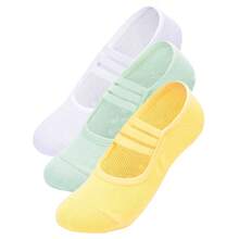 女士圆头三带浅口露背防滑健身、舞蹈、普拉提、瑜伽袜，款式 H10，秋季