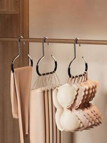 5pcs/Set Hat Holder Rack, Non-Slip Storage Holder Rack, Creative Round Ring Clothes Hanger Hook, Stainless Steel Wardrobe Hanging Hook For Hats, Suspenders, Ties, Scarves, Lingerie