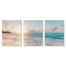 3 件海洋海滩日落帆布墙面艺术套装 - 现代农舍装饰，防水松木框架印刷品，适合客厅、卧室、家庭办公室 - 完美的礼物之选