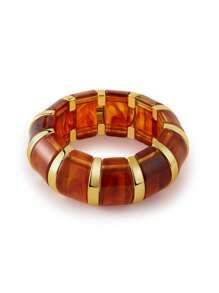 ORNAPEADIA 1pc Bohemian Style Colorful Wide Resin Elastic Bangle Bracelet, Suitable For Women's Daily, Party, Holiday Wear, Gift