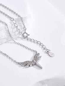 1pc Fashionable Angel Pendant Necklace For Women - Silver - View 4