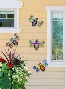 Metal Bee Wall Art Outdoor Decor -1 Pc/4 Pcs Packed With 7.7 "Metal Wall Decor, Bee Outdoor Garden Hanging Decor, Activity-Filled Handmade Wall Art For Patio Garden Patio Decor