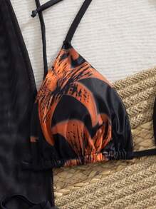 3 Pezzi, Set Costume da Bagno Donna con Stampa Floreale, Gonna e Bikini, Estivo
