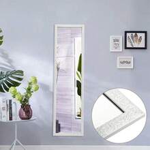 High Quality  Length Mirror With Embossed Frame, 127 X 35.5 Cm Large Body Wall Mirror, White - White - View 1