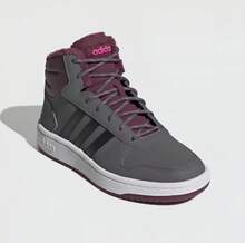 Adidas HOOPS MID 2.0 K Children's Basketball Sneakers Winter Sports Leisure Plus Velvet Warm Wear-Resistant Casual Shoes