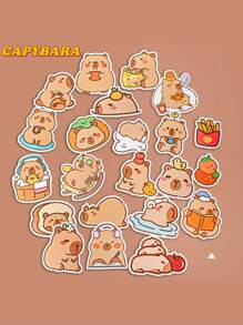 50 piezas/set Pegatinas lindas de capibara para scrapbooking, diario, teléfono, decoración de botella de agua