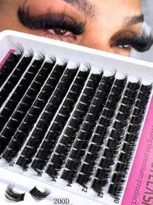 240 peças/216 peças/192 peças/168 peças 8D Luxo Fofo e Macio DIY Cluster Lashes - 10-20mm Comprimento Misto Extensões de Cílios 0,07mm Russo DD Curl Grosso e Reutilizável Cílios Dramáticos, Fácil de Usar Reutilizável - 12 Bandejas 60D/80D/100D/120D/160D Pacote de Variedades