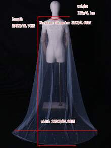 1 pieza Chal nupcial hecho a mano con cuentas, adecuado para bodas, fotografía, regalo, pasarela, accesorio de vestido de novia - VG17A - Ver 7