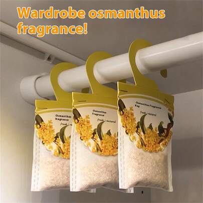 1 件衣柜悬挂薰衣草和桂花香囊，持久芳香固体空气清新剂，适用于家庭，除臭剂