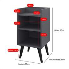 Kit With 2 Bedside Tables With Retro Legs And Compact Max Cell Phone Holder - Xám - Xem 7