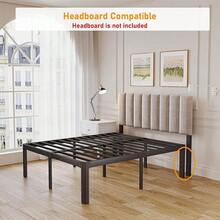 Askeld - Marco de cama tamaño King, plataforma de metal de 18 pulgadas de alto con pierna de esquina redonda, no necesita somier, base de cama resistente sin ruido, fácil de montar, negro - 14 pulgadas - Ver 6