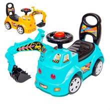 ATENTU Carrinho de Empurrar Andador Escavadeira Infantil Passeio Trator Gigante Criança - Azul - Visão 2
