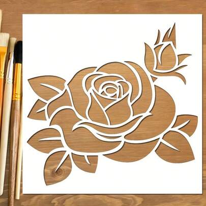 1 pièce Modèle de dessin floral, pochoir ajouré, modèle de découpage et de gravure 15 x 15 cm, modèle artisanal pour la décoration de gâteaux, la décoration de biscuits, la peinture murale, la décoration d'intérieur