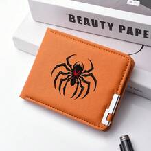 Premium Boy's Black Artificial Leather Wallet With Spider Print - Fashionable Business Style, Large Capacity, With Coin Pouch And Multiple Card Slots, Perfect Gift - Multicolor - View 12