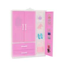 30厘米/11.5英寸时尚通勤娃娃装含配饰（配饰随机）衣柜、鞋架、行李箱，不含鞋子和衣架