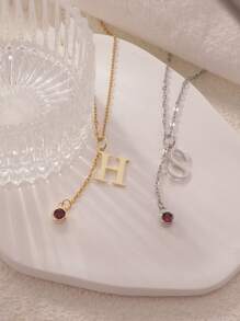 Collar personalizado con letra en inglés + gema de piedra natal, collar para miembro de la familia, regalo para el Día de la Madre/San Valentín/Cumpleaños/Aniversario, para amigos, compañeros de clase, graduación, Navidad, regalo familiar premium
