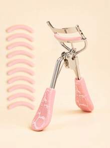 Pink Crackle Eyelash Curler With 10 Extra Replacement Pads - Durable, Easy-To-Use Beauty Makeup Tool, Comfortable Grip Fits All Eye Shapes & Lash Lengths, Quickly Curl Lashes, Lasting Beauty Tool Set. Eyelash, False Lash Eye Makeup Tools For Commercial, Home & Gift Use.