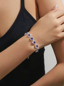 1 Set Women's Fashion Jewelry Set: Necklace, Earrings, Bracelet - Royal Blue - View 2