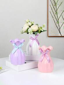 1 Pc Plastic Flower Vase, Decorative Vase For Flower Arrangement, Flower Display Stand, Desktop Vase, Unbreakable, Impact Resistant, Suitable For Home Decor, Tulips, Elastic, Great For Living Room, Kitchen, Balcony, Wedding, Party, Holiday, Mother's Day Gift, Home Decor, Center Decoration, Tabletop Decor, Rama Decor Room Decor Glass Vase - Multicolor - View 7