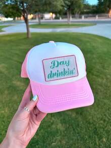 1pc "DAY DNINKIN" Embroidered Patch Decorative Interesting Truck Cap Baseball Cap Sun Hat, Suitable For Daily Commute, Photoshoot, Outdoor Travel, Hiking, Beach Party And Other Occasions,Summer,Holiday,Festival - Style C - View 1