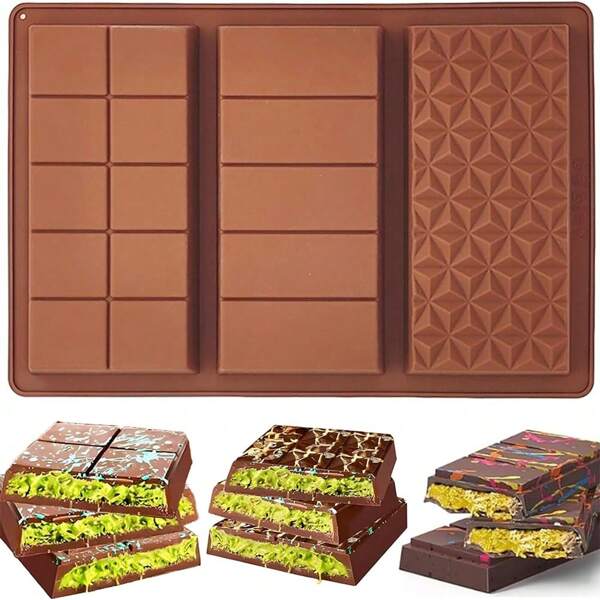 High-Quality Silicone Chocolate Mold, Large Size, Suitable For Dubai Chocolate Bar, Pistachio Filled Chocolate Bars, Knaafeh Chocolate Bar Set